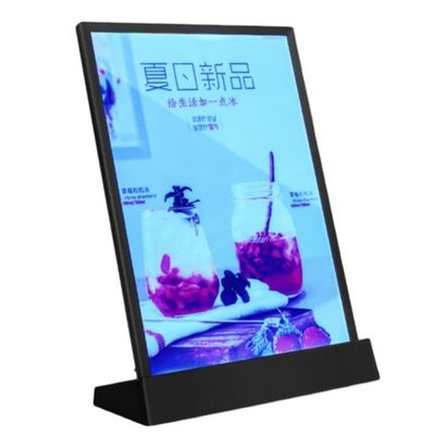 คุณภาพ  A4 Size LED Menu Stand Countertop Acrylic Holder Display With 7 Colors โรงงาน