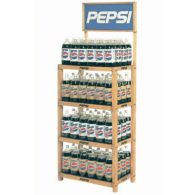 4 ชั้น ไม้เครื่องดื่มพื้น Display Stand สําหรับร้านค้าปลีกหรือร้านอาหาร