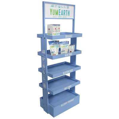 4 ชั้น ไม้เครื่องดื่มพื้น Display Stand สําหรับร้านค้าปลีกหรือร้านอาหาร