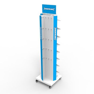 ล้อ Pegboard แท่นโชว์แบบหมุนได้ Metal Pegboard Display Stand พร้อมตะขอ