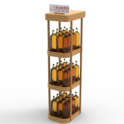 สามารถปรับเปลี่ยนตึกร้านยืนไม้สามชั้นแสดง Rack ชั้นวางสําหรับไวน์