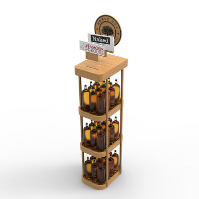 สามารถปรับเปลี่ยนตึกร้านยืนไม้สามชั้นแสดง Rack ชั้นวางสําหรับไวน์