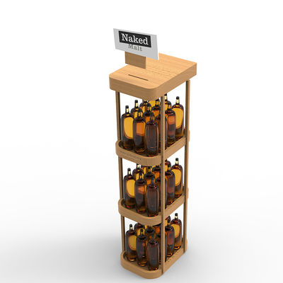 สามารถปรับเปลี่ยนตึกร้านยืนไม้สามชั้นแสดง Rack ชั้นวางสําหรับไวน์