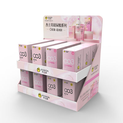 คอนโดมกระดาษที่กําหนดเอง ชั้นวางจอบนโต๊ะ 24 ชั่วโมง การออกแบบฟรี ขายปลีกสําหรับซุปเปอร์มาร์เก็ต