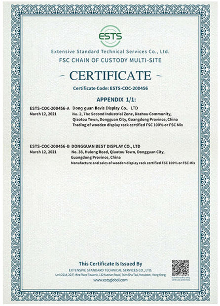 ประเทศจีน Dongguan Bevis Display Co., Ltd รับรอง